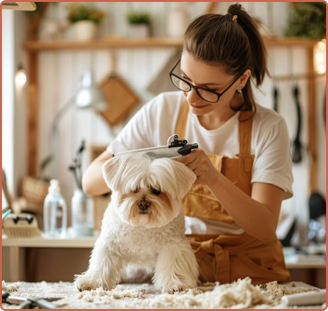 Carrie trimming a dog
